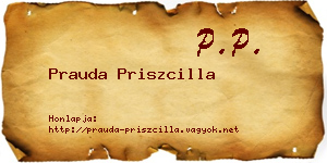 Prauda Priszcilla névjegykártya